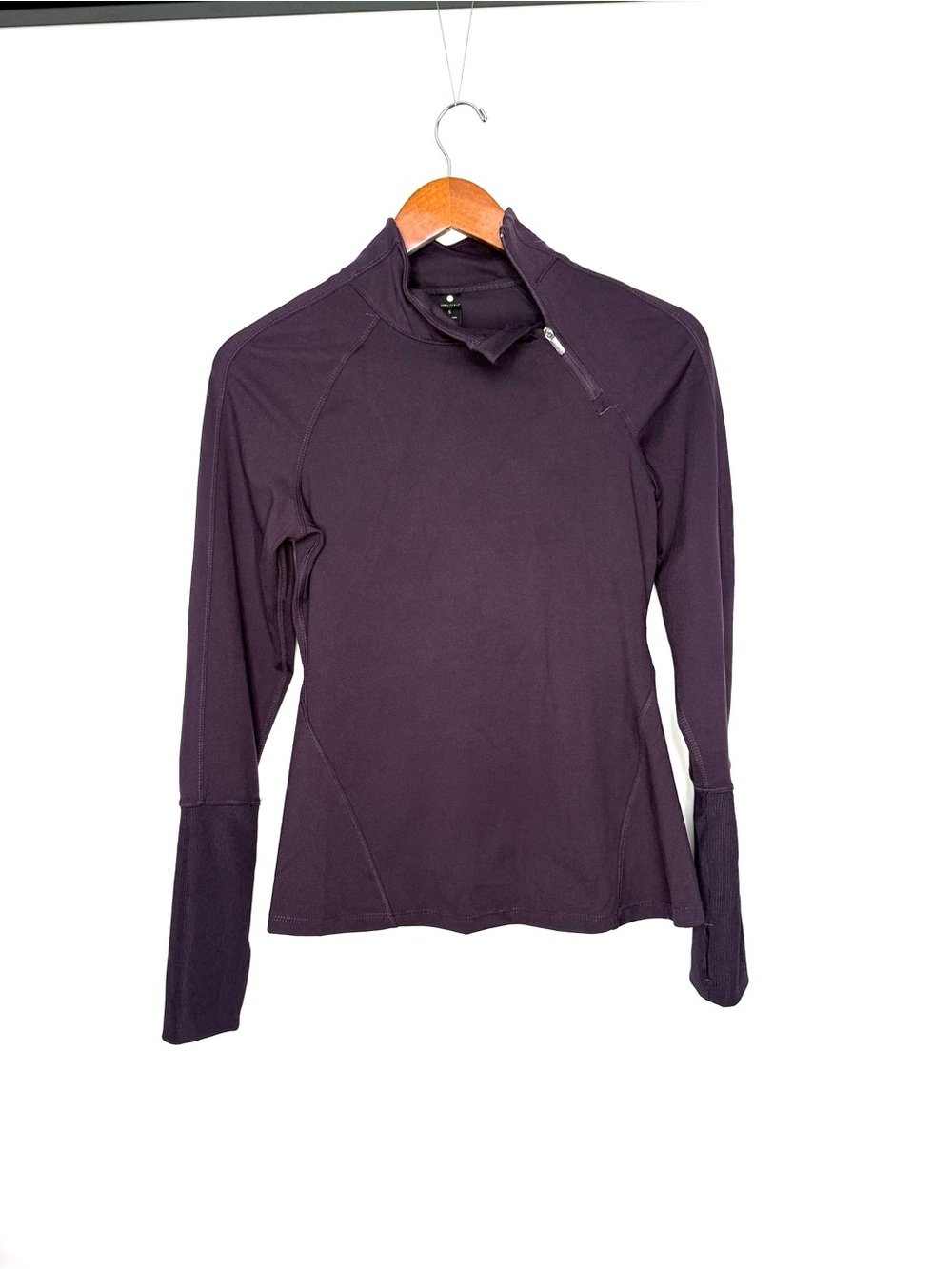 Yogalicious Lux Stretch Long-Sleeve Quarter-Zip Top in Deep Plum Size Small